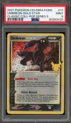 Pokemon Umbreon Gold Star Celebrations Classic Coll POP Series 5 Holo #17 PSA 9 - Image 1