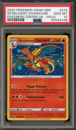 Pokemon Special Delivery Charizard P.M. Center UK Holo Promo SWSH075 PSA 10 - Image 1