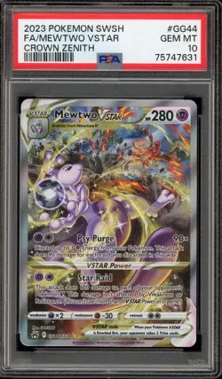 Pokemon Mewtwo VSTAR Crown Zenith Galarian Gallery Full Art #GG44 PSA 10 - Image 1
