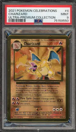 Pokemon Charizard Celebrations Ultra-Premium Coll. Gold Metal Promo #4 PSA 9 - Image 1