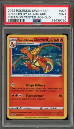 Pokemon Special Delivery Charizard P.M. Center UK Holo Promo SWSH075 PSA 9 Mint - Image 1