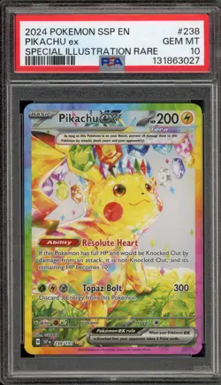 Pokemon Pikachu ex Surging Sparks Special Illustration Rare #238 PSA 10 Gem Mint - Image 1