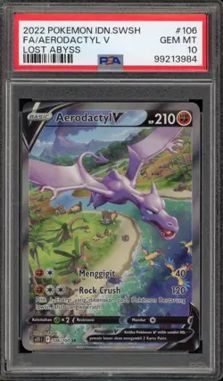 Pokemon Aerodactyl V Lost Abyss INDONESIAN Full Alt Art #106 PSA 10 Gem Mint - Image 1