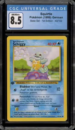 Pokemon Squirtle Base Set 1st Edition GERMAN #63 CGC 8.5 - Image 1