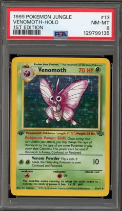 Pokemon Venomoth Jungle 1st Edition Holo Rare #13 PSA 8 - Image 1