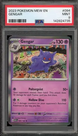 Pokemon Gengar 151 MEW EN Holo Rare #094 PSA 9 Mint - Image 1