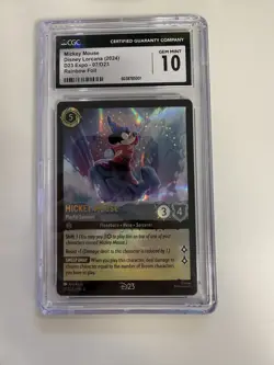 CGC10 Mickey Mouse Playful Sorcerer 7 D23 Promos Holo Rainbow Foil 2024 Lorcana - Image 1