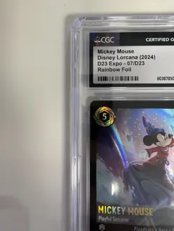 CGC10 Mickey Mouse Playful Sorcerer 7 D23 Promos Holo Rainbow Foil 2024 Lorcana - Image 3