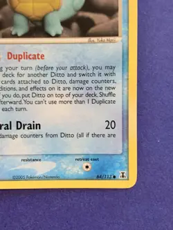 Pokemon TCG Ditto 64/113 Squirtle EX Delta Species 2005 Card NM Non Holo Vintage - Image 4