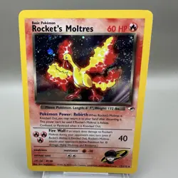 Pokemon TCG Rocket’s Moltres Holo Rare Card 12/132 Gym Heroes SWIRL 🌀 NM -LP - Image 1