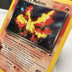 Pokemon TCG Rocket’s Moltres Holo Rare Card 12/132 Gym Heroes SWIRL 🌀 NM -LP - Image 2