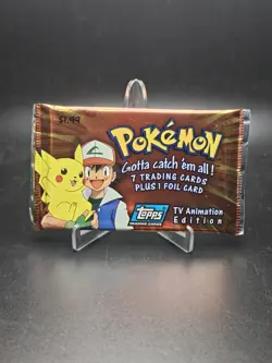 Pokemon Topps TV Sealed Pack 1999 7 Cards Foil Pikachu Blue Logo 1 Foil card - Image 1