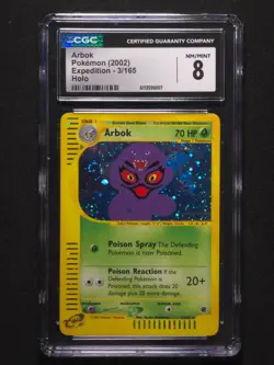 CGC 8 Arbok NM/Mint 3/165 Expedition 2002 Rare Holo e-Series Pokemon Card TCG - Image 1