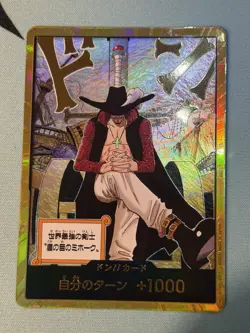 DON!! Card Dracule Mihawk Japanese One Piece Card Game Gold Alt Art - Image 1