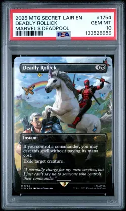 2025 MTG Secret Lair Marvel's Deadpool Deadly Rollick Non-Foil #1754 - PSA 10 - Image 1