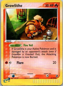 Pokemon TCG Growlithe Common Reverse Holo Sandstorm 65/100 LP - Image 1