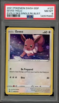 Pokemon Eevee Evolving Skies Blister Pk. Black Star Holo Promo SWSH127 PSA 8 - Image 1