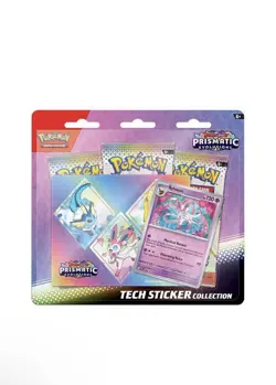 Pokemon TCG Prismatic Evolutions Tech Sticker Collection Sylveon 3 Packs NEW - Image 1