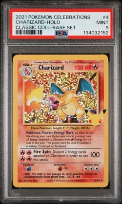 Pokemon TCG Charizard Holo Classic Collection 4/102 Celebrations 2021 PSA 9 - Image 1