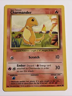 Charmander 046/102 Base Set Regular 1999 Unlimited Pokemon Game TCG - Image 1