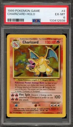 Pokemon Charizard Base Set Unlimited Holo Rare #4 PSA 6 - Image 1