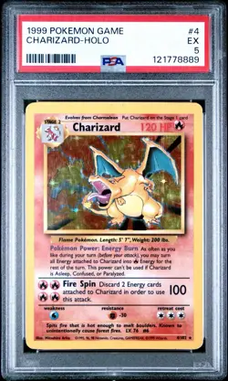 PSA 5 Charizard 4/102 Holo Pokemon Base Set Unlimited 1999 - Image 1