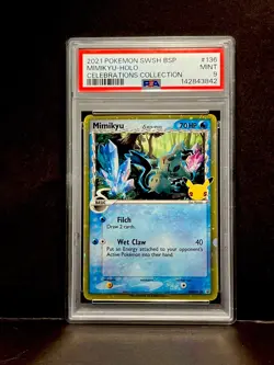 2021 POKEMON SWSH BSP MIMIK YU-HOLO CELEBRATIONS COLLECTION #136 PSA 9 - Image 1