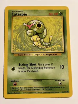 Caterpie 045/102 Base Set Regular 1999 Unlimited Pokemon Game TCG - Image 1