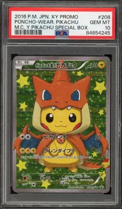 Pokemon Poncho-Wearing Pikachu M Charizard Y JPN Full Art Promo 208/XY-P PSA 10 - Image 1