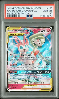 2019 POKEMON SUN & MOON UNBROKEN BONDS #130 GARDEVOIR & SYLVEON GX PSA 10 - Image 1