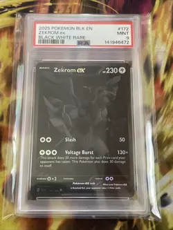 Zekrom EX 172/086 Pokemon Black Bolt BWR Black White Rare SIR English - PSA 9 🔥 - Image 1