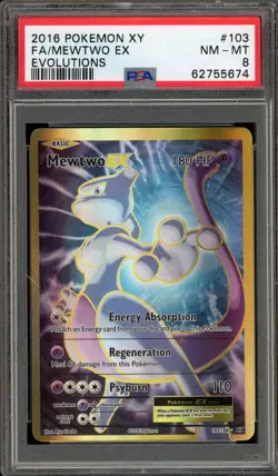 Pokemon Mewtwo EX XY Evolutions Full Art #103 PSA 8 - Image 1
