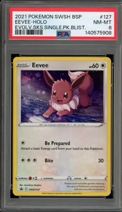 Pokemon Eevee Evolving Skies Blister Pk. Black Star Holo Promo SWSH127 PSA 8 - Image 1