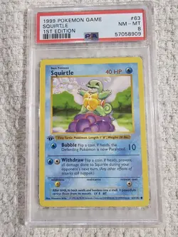 Pokemon PSA 8 1st Edition Squirtle 063/102 Base Set (Shadowless) - Image 1