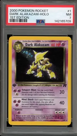 Pokemon Dark Alakazam Team Rocket 1st Edition Holo Rare #1 PSA 7 - Image 1