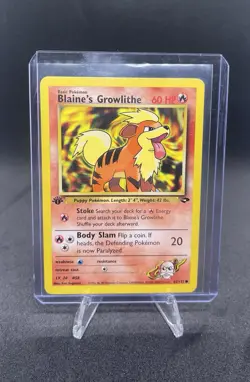 Pokemon TCG Blaine's Growlithe Gym Heroes 62/132, Regular 1st Edition Common - Image 1
