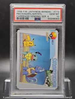 PSA 10 Pikachu Squirtle Wartortle 112 Carddass Vending Series 4 Japanese Pokemon - Image 1