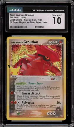 Pokemon Team Magma's Groudon Celebrations Classic Coll. Holo #9 CGC 10 Gem Mint - Image 1