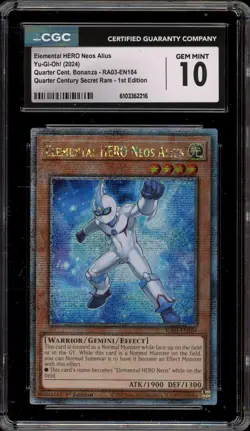 Yu-Gi-Oh! Elemental Hero Neos Alius Quarter Cent. 1st Ed QCSR RA03-EN184 CGC 10 - Image 1