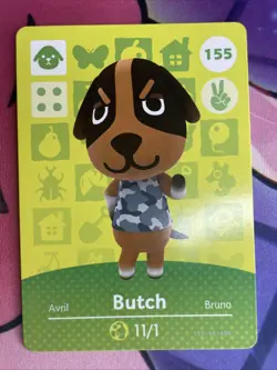 Butch #155 Animal Crossing Amiibo Card Authentic Series 2 MINT NEVER SCANNED - Image 1