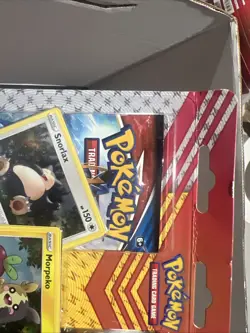 (4) Pokemon TCG: Snorlax, Morpeko & Applin Cards with 8 Booster Packs & 4 Coins - Image 4