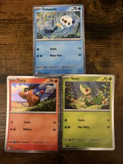 Pokemon Oshawott Tepig Snivy 3x Basic Holo Cards Black & White Pokemon TCG - Image 1