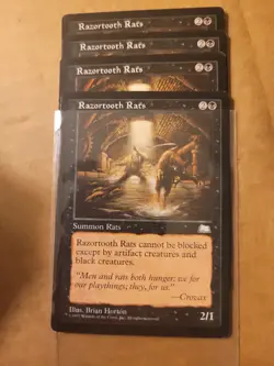 4x Razortooth Rats Magic the Gathering MTG Weatherlight LP Playset x 4 - Image 1