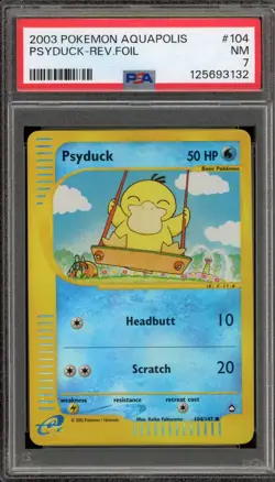 Pokemon Psyduck Aquapolis Reverse Holo #104 PSA 7 - Image 1