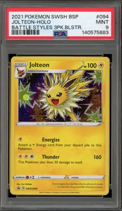 Pokemon Jolteon Battle Styles 3 Pk. Blister Black Star Holo Promo SWSH094 PSA 9 - Image 1
