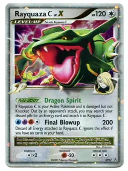 2009 Pokemon Raquaza Lv.X Diamond & Pearl Promo DP47 Heavy Play & Damage - Image 1