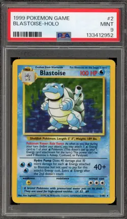 Pokemon Blastoise Base Set Unlimited Holo Rare #2 PSA 9 Mint - Image 1