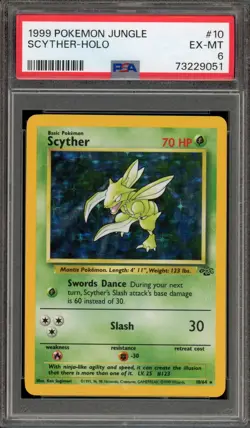 Pokemon Scyther Jungle Unlimited Holo Rare #10 PSA 6 - Image 1