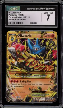 Pokemon M Lucario EX XY Furios Fists Holo Ultra Rare #113 CGC 7 - Image 1