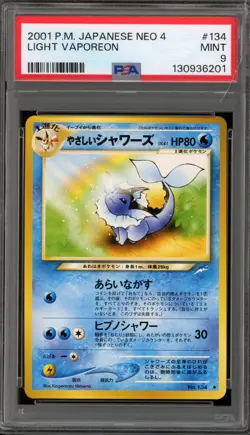 Pokemon Light Vaporeon Neo 4 Japanese #134 Damaged Slab PSA 9 Mint - Image 1